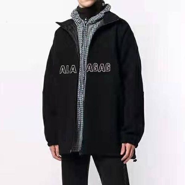 

19fw logo embroidery black fleece jacket men women cotton jacket winter warm splice coats fashion street outwear hfymjk276, Black;brown