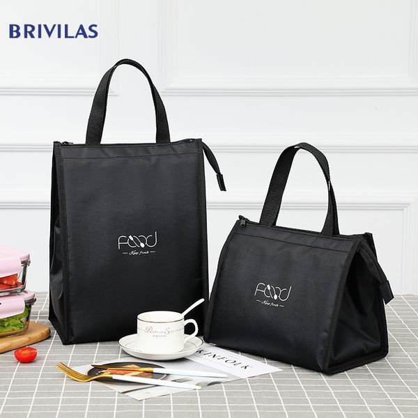 

brivilas new lunch bag for women cooler portable hand zip bags waterproof picnic travel breakfast thermo bag high quality, Blue;pink