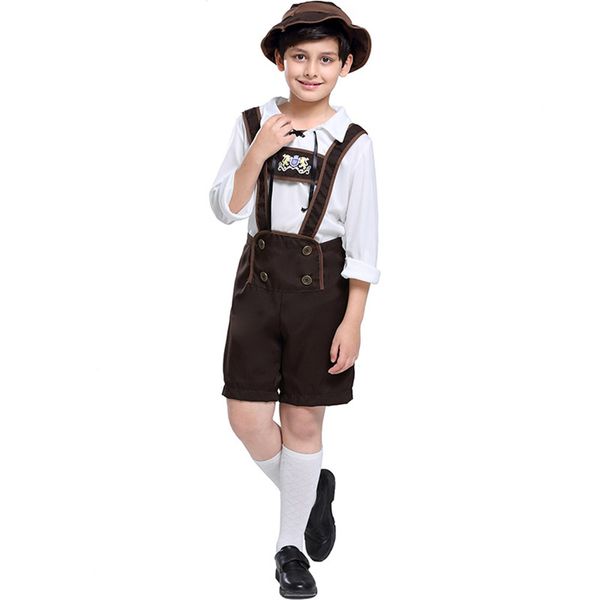 

boy's oktoberfest beer costume lederhosen kid child german bavarian party beer outfit anime, Silver