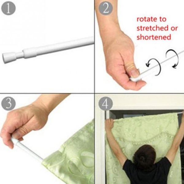 

adjustable curtain rod extendable tension telescopic pole rod hanger spring loaded adjustable bathroom shower curtain rods voile