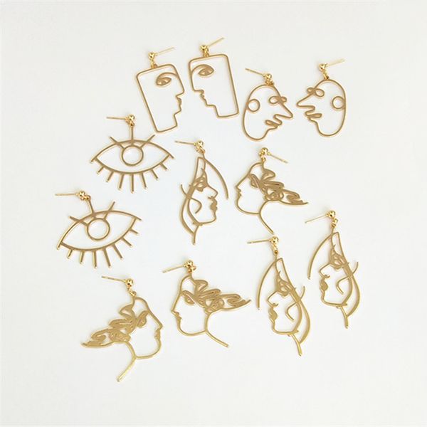 

timlee e285 new personality popular three-dimensional eye face mask alloy drop earrings,temperament accessories wholesale, Silver
