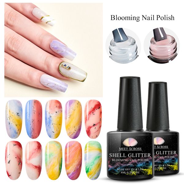 

meet across blooming nail polish 8ml gradient watercolor ink blue purple nail art varnish manicure diy design, Red;pink