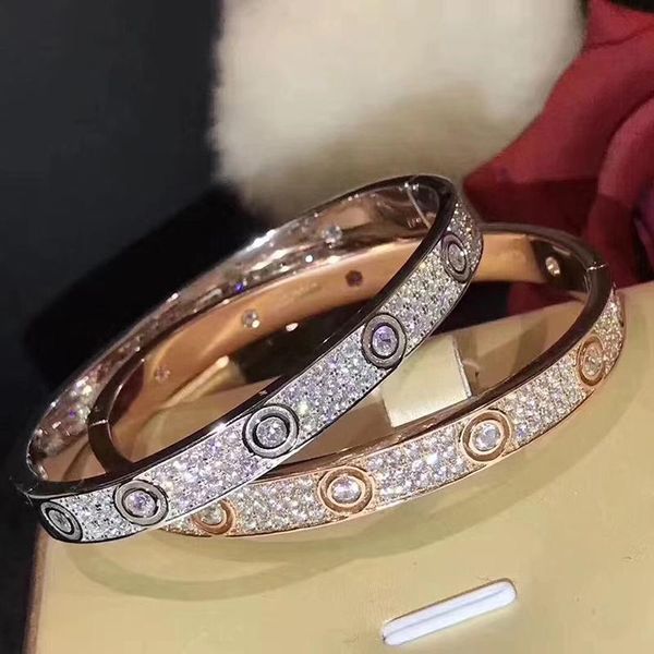 

brand pure 925 sterling silver jewelry for women gold color silver bangle full stone rose gold bangle wedding jewelry easy lock, Black