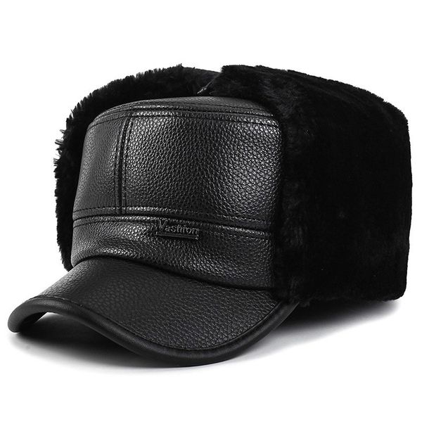 

winter cap man outdoor thickened warm lei feng hat old man cold resistance hat, Black