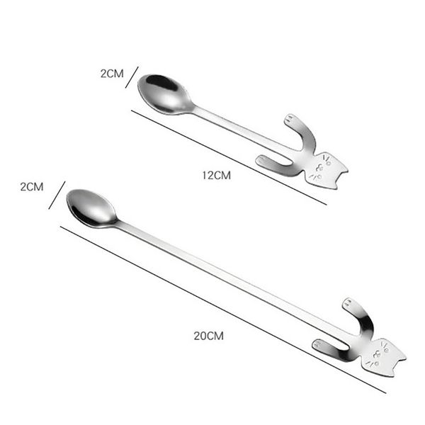 

cartoon cat handle stainless steel coffee tea hanging spoon kitchen supplies