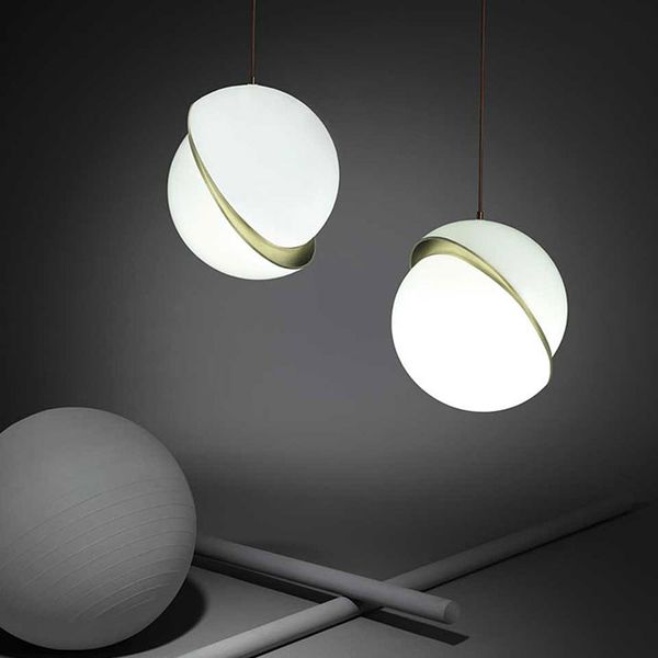 

Nordic modern gla ball bubble led pendant light gold ring kitchen living room re taurant bedroom hanging lamp