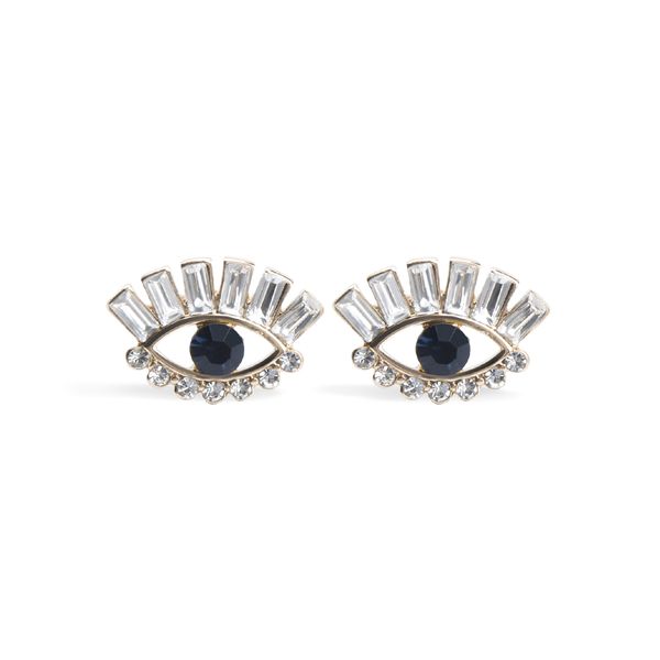 

epi creative design vintage eye shape stud earrings for women fashion personality rhinestone oorbellen femme trendy ear jewelry, White