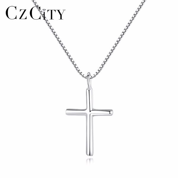 

czcity brand classic cross silver charms necklaces & pendants women sterling silver 925 cross pendant fine jewelry