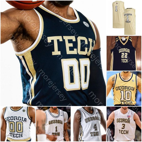 

custom georgia tech yellow jackets basketball jersey ncaa college derrick favors josh okogie kenny anderson matt harpring jack price young, Black;red