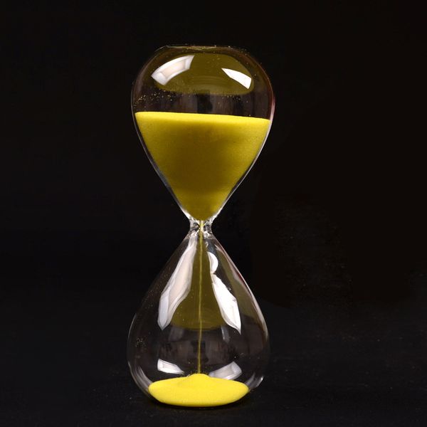 

large fashion yellow sand glass sandglass hourglass timer clear smooth glass measures home desk decor xmas birthday gift (yellow