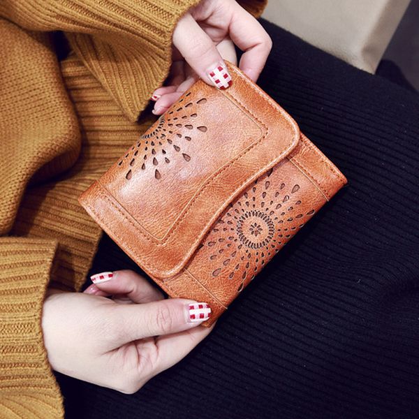 

new listing hollow wallet pu leather short wallet simple coin purse, Red;black