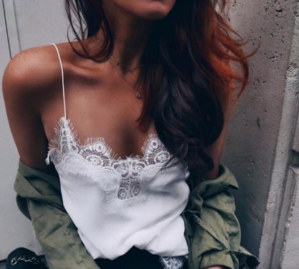 

spring and summer lace women's suspender top, White