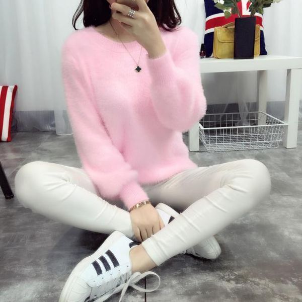

women designer sweater women sweaters casual winter sweater loose thick feather turtleneck pullovers female solid mohair sweater coat, White;black