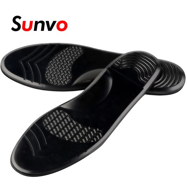 

sunvo 3d silicone gel arch support sport insoles breathable running non-slip absorption insole cushion pads for men women, Black