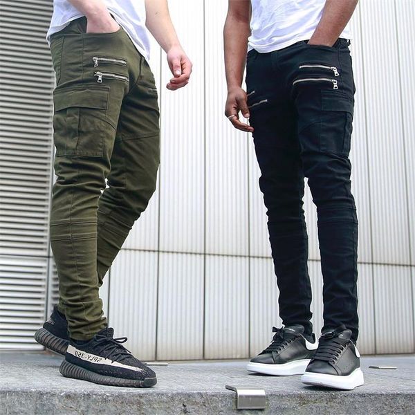 

cargo pants multi-pockets baggy men pants casual trousers overalls army joggers brand men's fashion mid 2020, Black