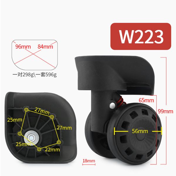 

luggage universal wheel accessorie wheel aviation luggage pulley aircraft mute reinforcement 22/24 inch replacement repair, Black