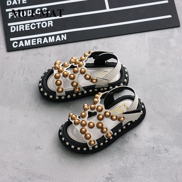 

children shoes 2020 summer new girls sandals pearl rivets decoration baby non-slip children's shoes girls holiday princess, Black;red