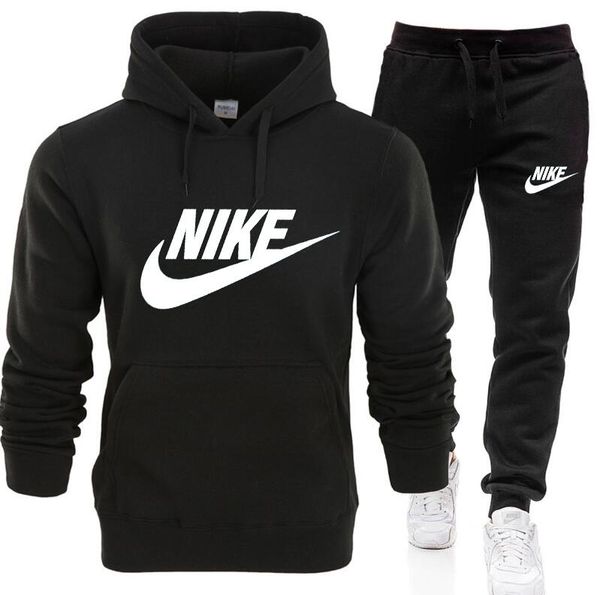 

две пьесы набор мода с капюшоном толстовка спортивных мужчинами tracksuit hoodie 2019 новой осенью мужской одежды толстовка + брюки комплект, Gray