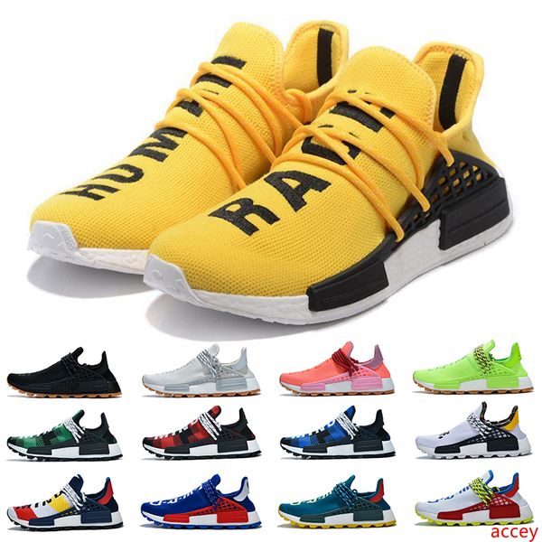 

human race men women running shoes pharrell williams hu runner white black yellow red grey mens sports sneakers us 5-12
