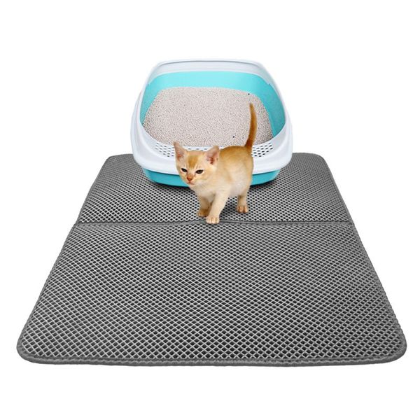 Acheter Tapis De Litière De Chat Noir Gris Eva Double Couche De Litière De Tapis Trappeur Avec Couche Inférieure Imperméable Lit Noir Expédition De