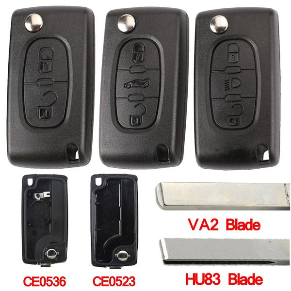 

jingyuqin 10pcs car key shell hu83 ce0536/523 for 107 207 407 308 408 partner c3 c4 c5 c6 berlingo picasso xsara