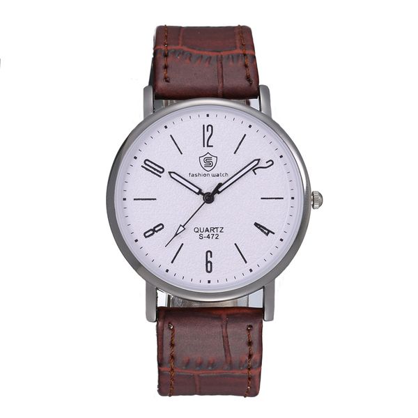 

fashion faux leather mens analog quart watches black brown men wrist watch 2019 mens watches luxury casual watch clock, Slivery;brown