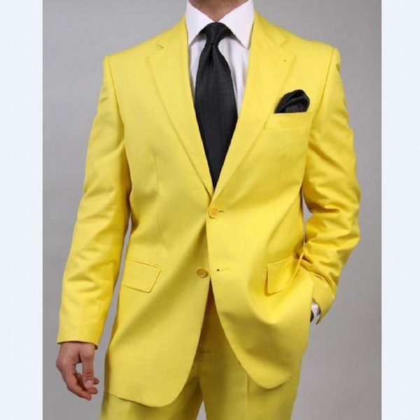 

yellow formal wedding tuxedos for men suits notched lapel two piece custom made groom tuxedos (jacket + pants, Black;gray