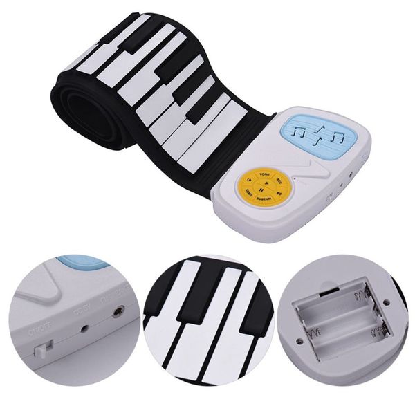 

roll up piano portable foldable standard 49 keys flexible soft electronic music piano keyboard with louder speaker for children