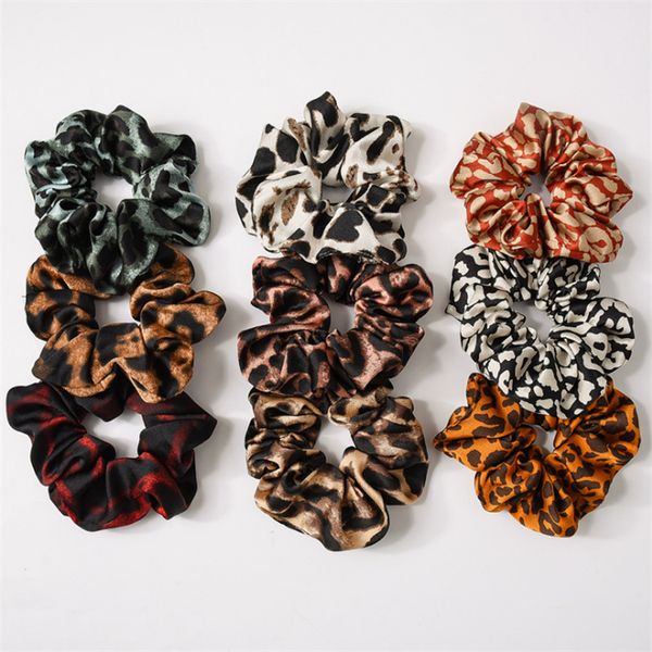 

9 colors girl hair bows leopard color cloth elastic ring hair accessories ponytail holder hairband rubber band scrunchies wholesale jy774, Slivery;white