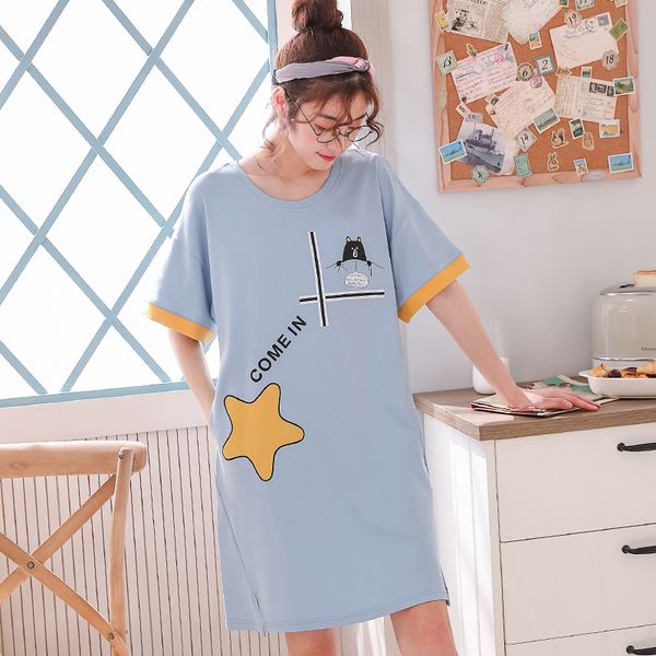 

summer nightdress female short-sleeved student cute girl can wear home clothes, Black;red