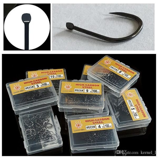 

800pcs 8box 3-10# ise hook high carbon steel without hole barbless hooks fishing hooks fishhooks pesca carp fishing tackle accessories