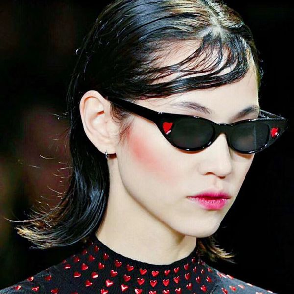 

small vintage sunglasses women cat eye brand designer retro cateyes sun glasses female frame love heart eyewear eye glasses, White;black