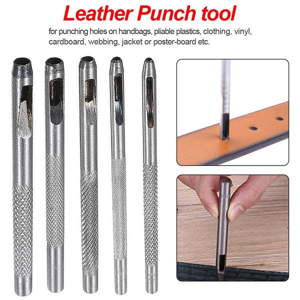 

1pc железный удар инструменты кожа craft tool шитье шитье штамповка швейные принадлежности отверстие чайник с деревянной ручкой waaal, Black