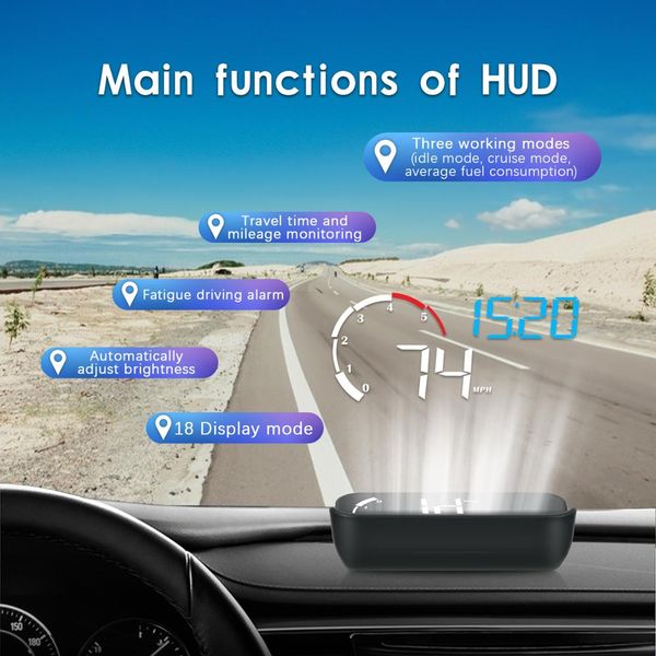 

новый 3,5-дюймовый hud m10 hud дисплей превышение скорости предупреждение лобовое стекло проектор сигнализация универсальный авто автомобиль
