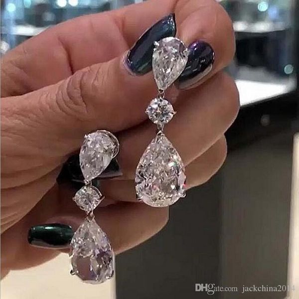

classical drop earring luxury jewelry 925 sterling silver white z popular cz diamond women wedding party bridal dangle earring gift