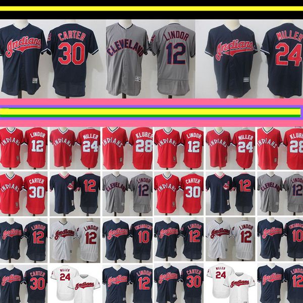 

Cleveland Mens Indians Jersey Embroidery 12 Francisco Lindor 28 Corey Kluber 10 Edwin Encarnacion 30 Joe Carter Baseball Jerseysghghg