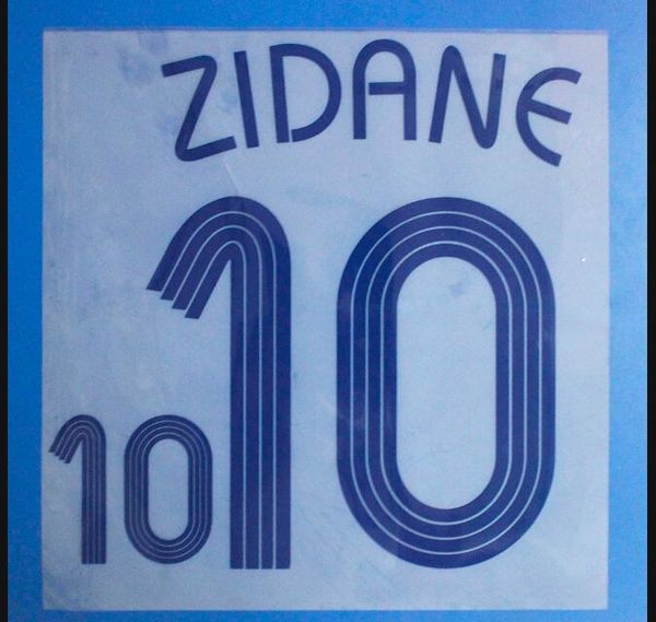 2006 França Seleção Nacional #10 ZIDANE Retro futebol Nameset Imprimir Jogador de Futebol fonte nameset patch