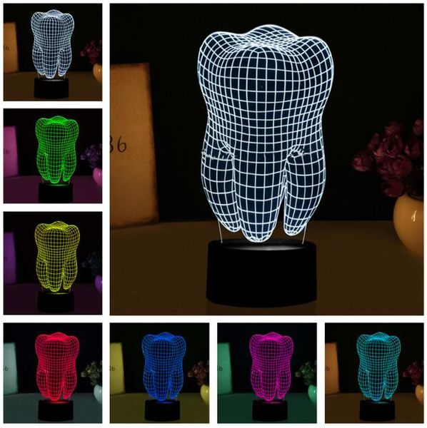 

Новый Фантастический Иллюзия Зуба 3D LED Night Light Красочные Дети Детская Спальня Атмо
