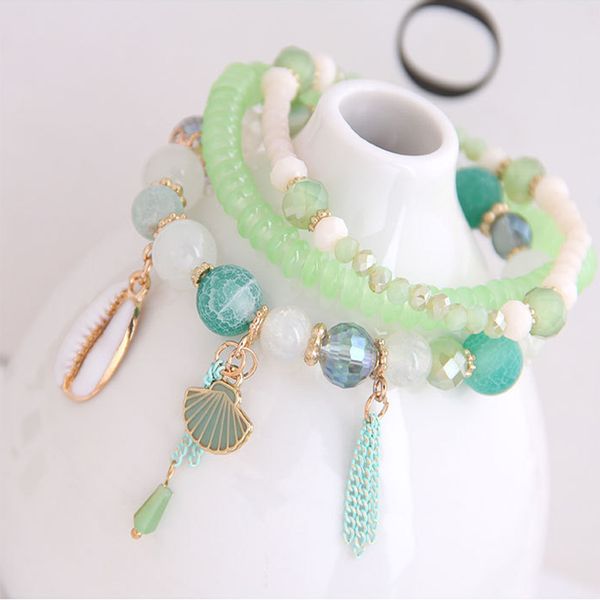 

fashion trendy multilayer bracelet concise seashell temperament blue red green female bracelet, Black