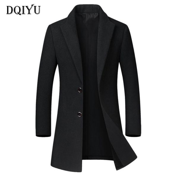 

autumn winter slim fit trench coat men long woolen coat casual wool & blends jacket men overcoats black grey wine red