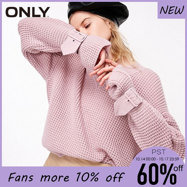 

only women loose fit drop-shoulder belted sleeve sweater | 119113526, White;black