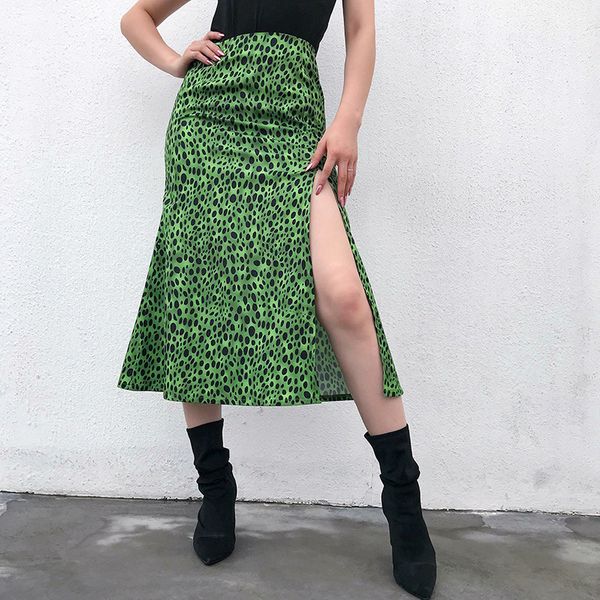 

beach style boho trumpet / mermaid skirt summer 2019 green leopard animal printed long skirts for women holiday clothes, Black