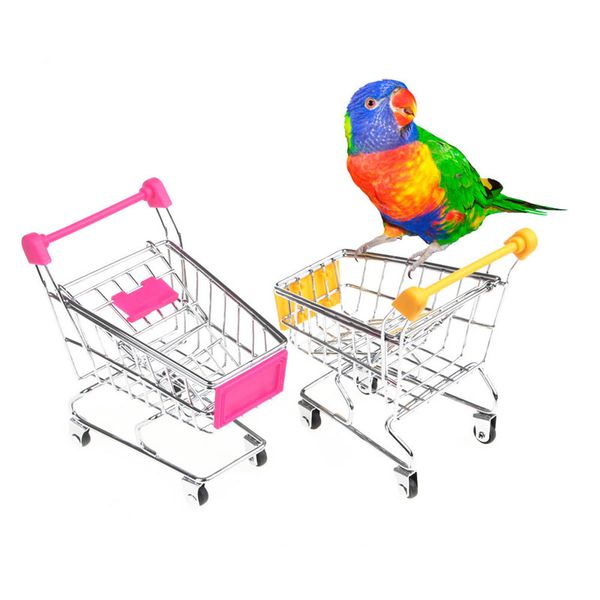 

pet bird parrot toy funny mini supermarket shopping cart intelligence growth training toys kids toy bird supplies c42