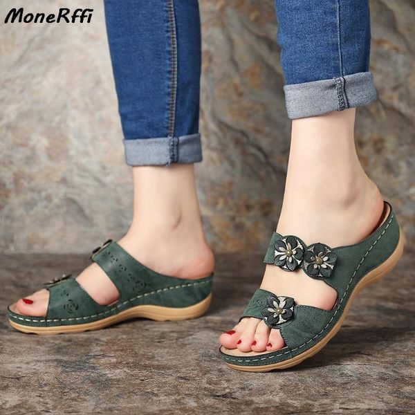 

summer women slippers gladiator flower wedges platform flip flops beach shoes mules ladies slides party sandals zapatos de mujer, Black