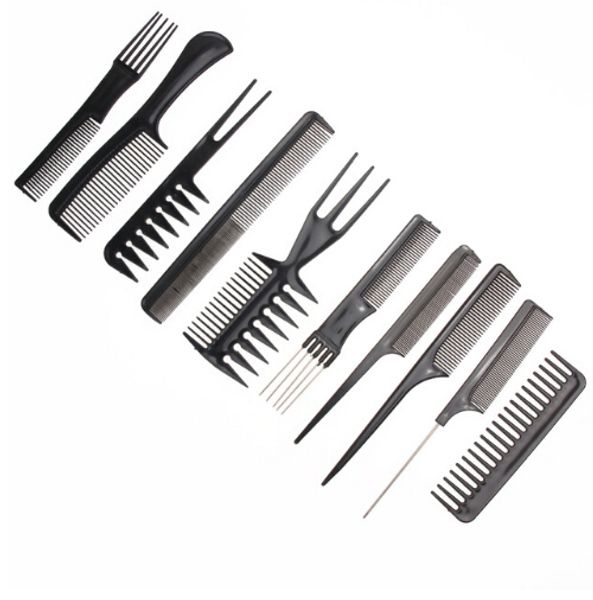 

10pcs/set professional hair brush comb salon barber anti-static hair combs hairbrush hairdressing combs hair care styling tools, Silver