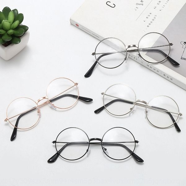 

children's toy new toy product round b1382 metal glasses frame plain glasses, Silver