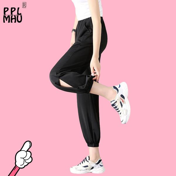 

women's pants & capris summer harem hip hop fashion loose beam legs ankle-length casual 2021 gym harajuku funny trousers girl, Black;white