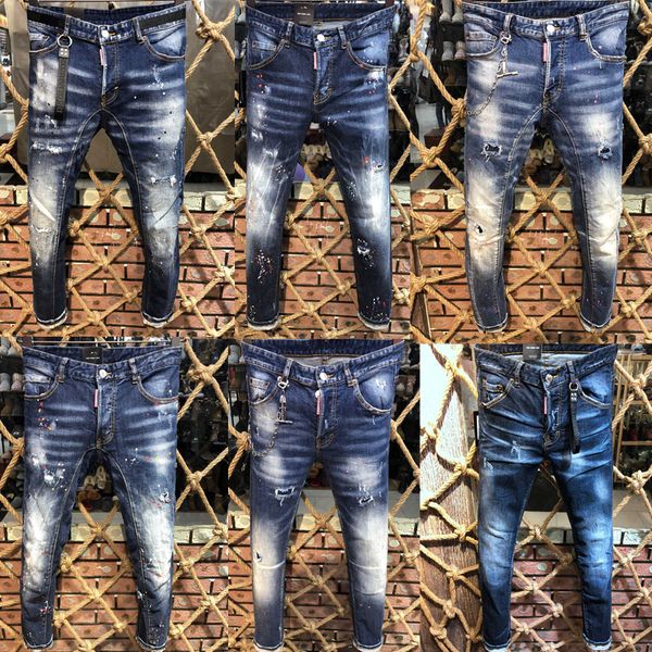

2019 italian bermudajean new tyle brand d2 men denim jean embroidery pant fa hion hole trou er italy ize 44 54