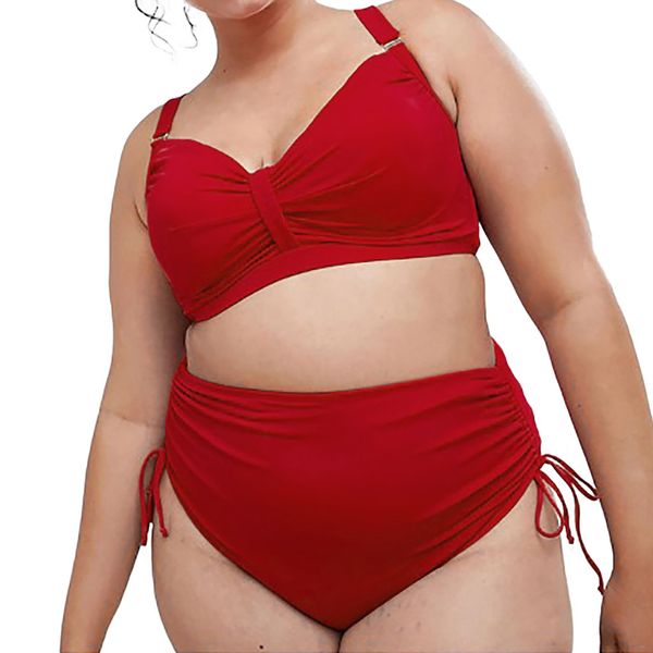 

bikinis 2019 mujer swimsuit red high waist bikini set plus size swimwear women push up biquini swimming suit for women, White;black
