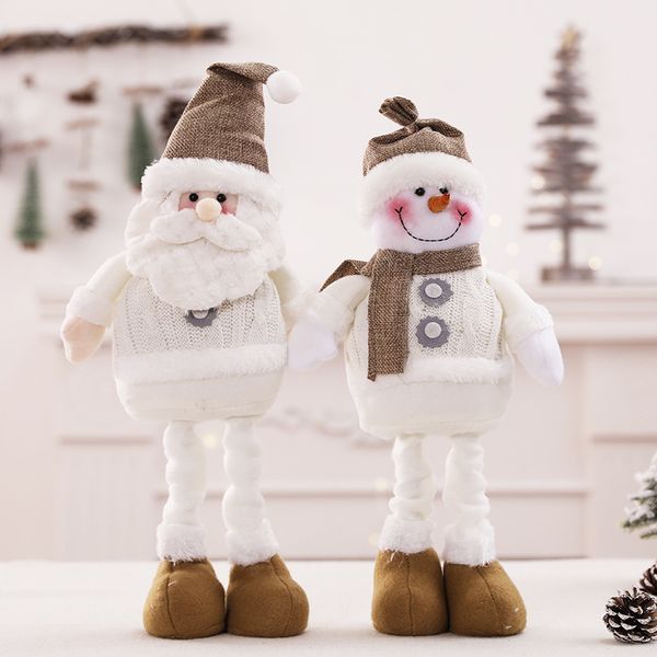 

knited white christmas dolls decoration retractable santa claus snowman kids toys xmas ornament christmas decorations for home